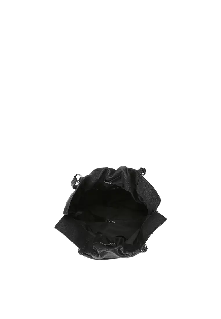 GEORGIANA Ruched Shoulder Bag - Black