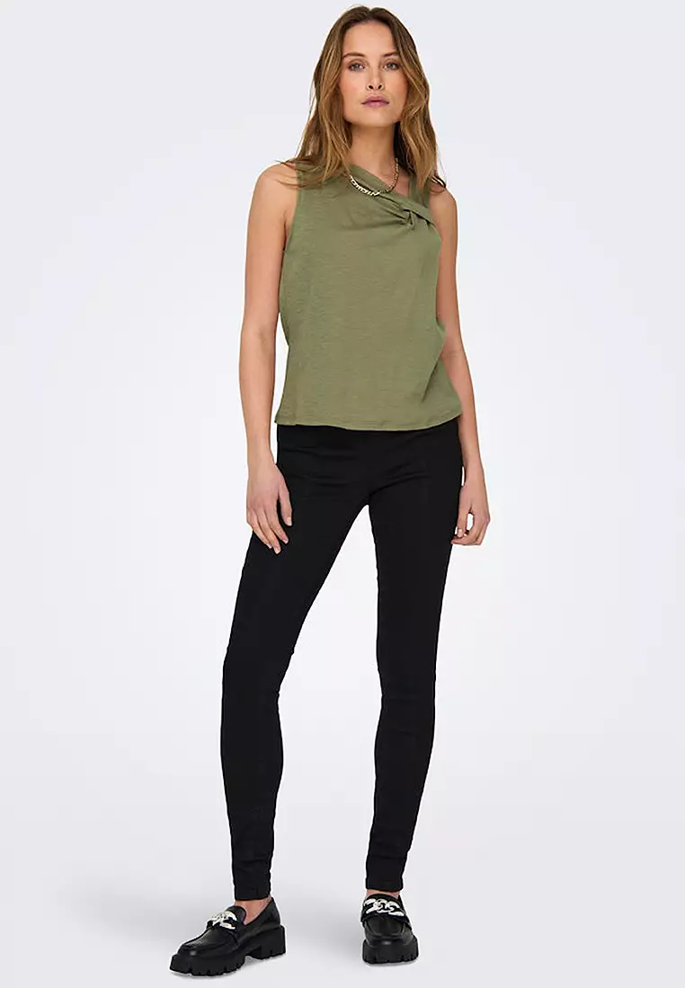 Sleeveless Knot Jersey Tank Top