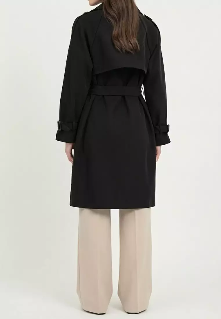 Mid-length Cotton Blend Trench Coat