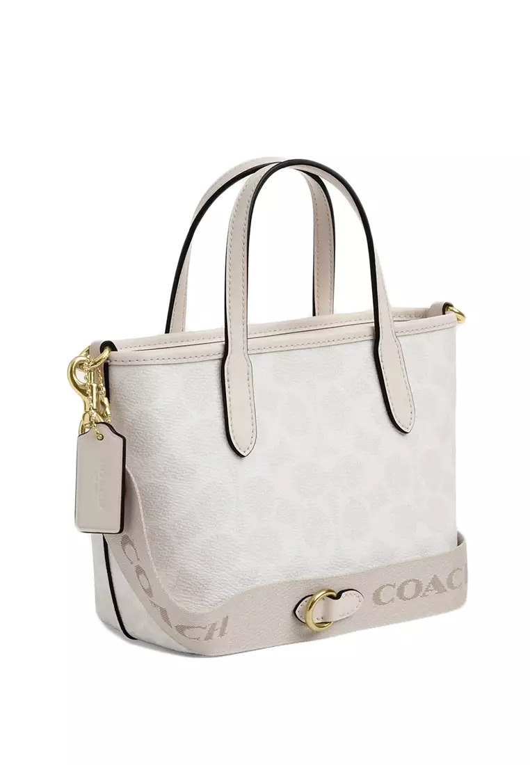 City Mini Tote Bag In Signature Canvas - White/Chalk