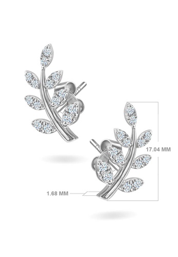 Aquae Jewels white Earrings Leaf Of Hope 18K Gold and Diamonds - White Gold 95304AC13F0CBCGS_1