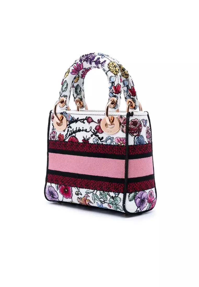 Pre-Loved Dior Mini Embroidered Canvas Florilegio Lady D Lite