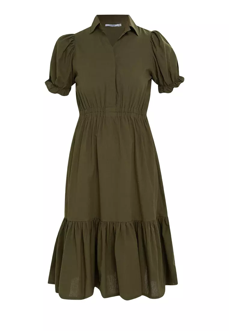 Buy OLIVIA Ivy Button Down Midi Dress with Collar 2024 Online | ZALORA ...