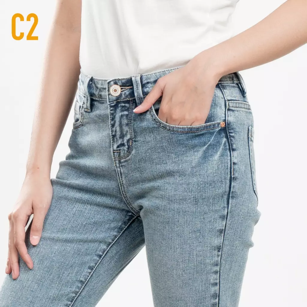 C2 Tessla Light Blue Mini Flare Jeans Wanita