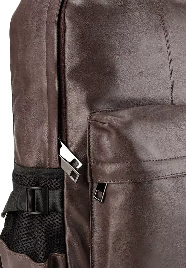 Distressed Leather Mesh Backpack