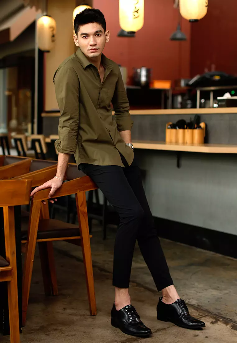 Oxcon Long Sleeve Business Shirt soft cotton Olive