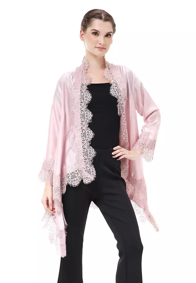 Reine Atasan Wanita Outer Kebaya Traditional Design Material Silk ORIGINAL - Dusty Pink