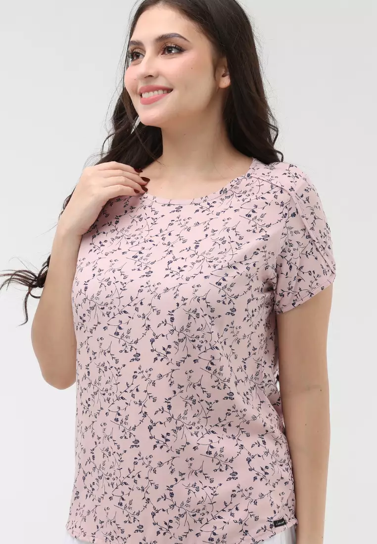 Woven Printed Rayon Short Sleeves Blouse