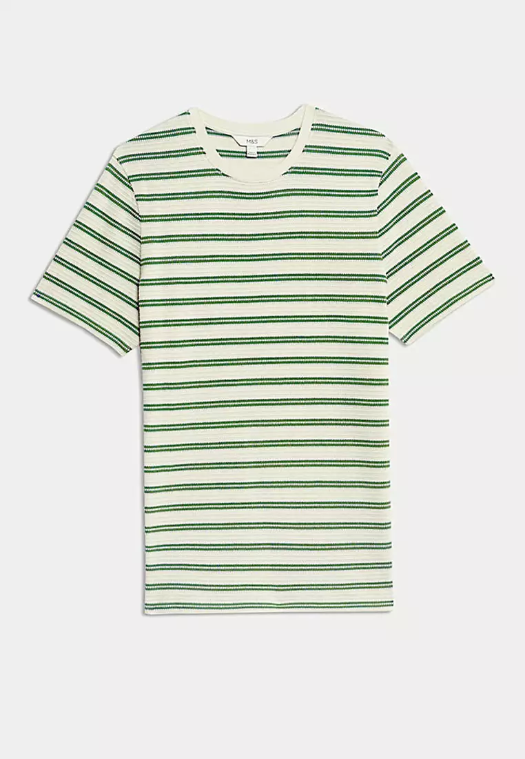Cotton Rich Striped Textured T-Shirt