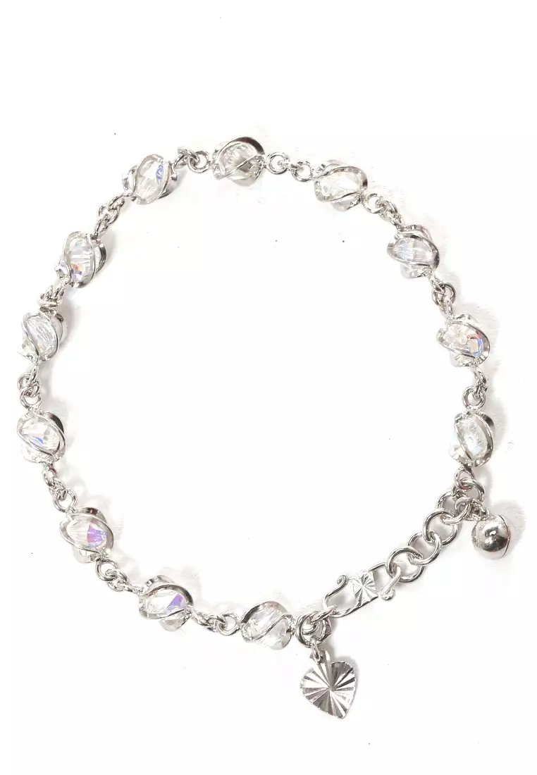 Bracelet Batu Kristal Perhiasan Aksesoris Wanita Perak - Putih