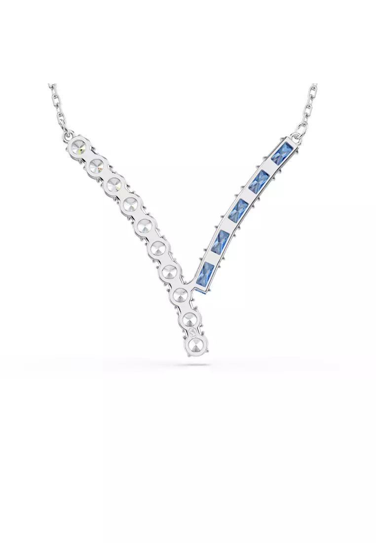 Matrix pendant, Mixed cuts, Blue, Rhodium plated