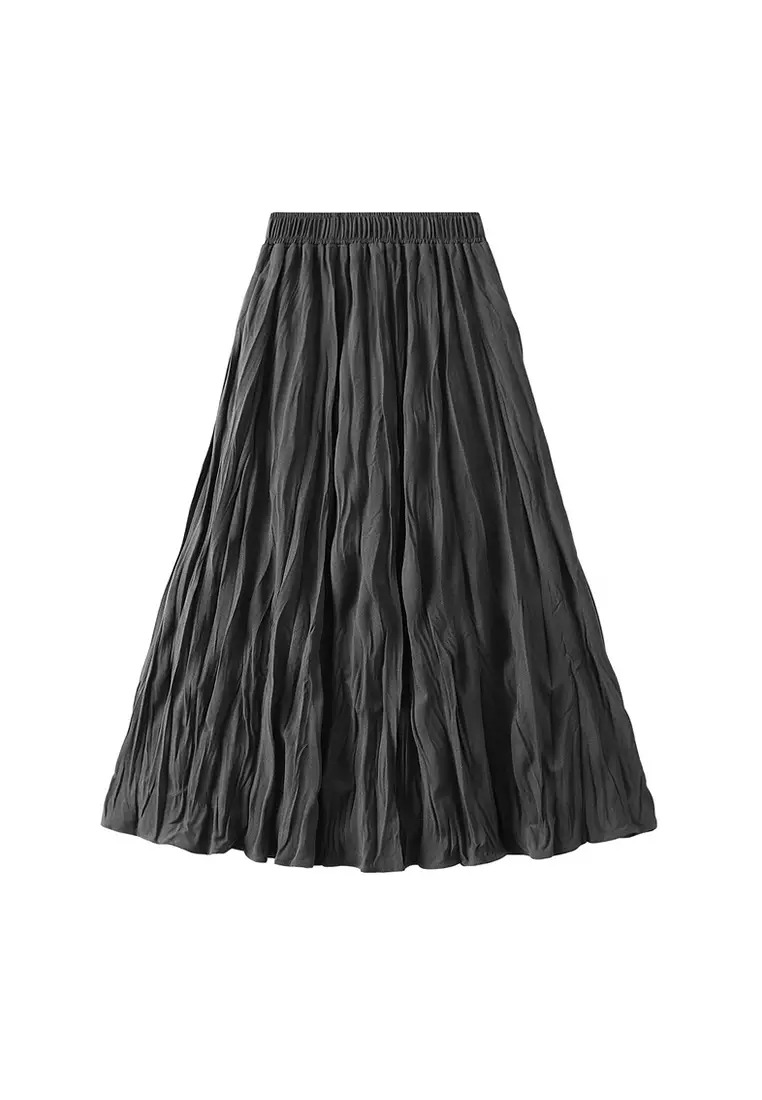 High Waist Pleated Maxi Skirt AF0838