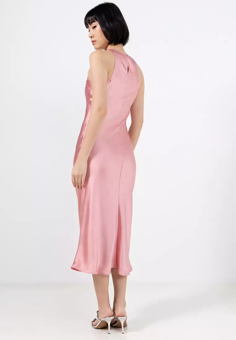 Sleeveless Satin Midi Dress
