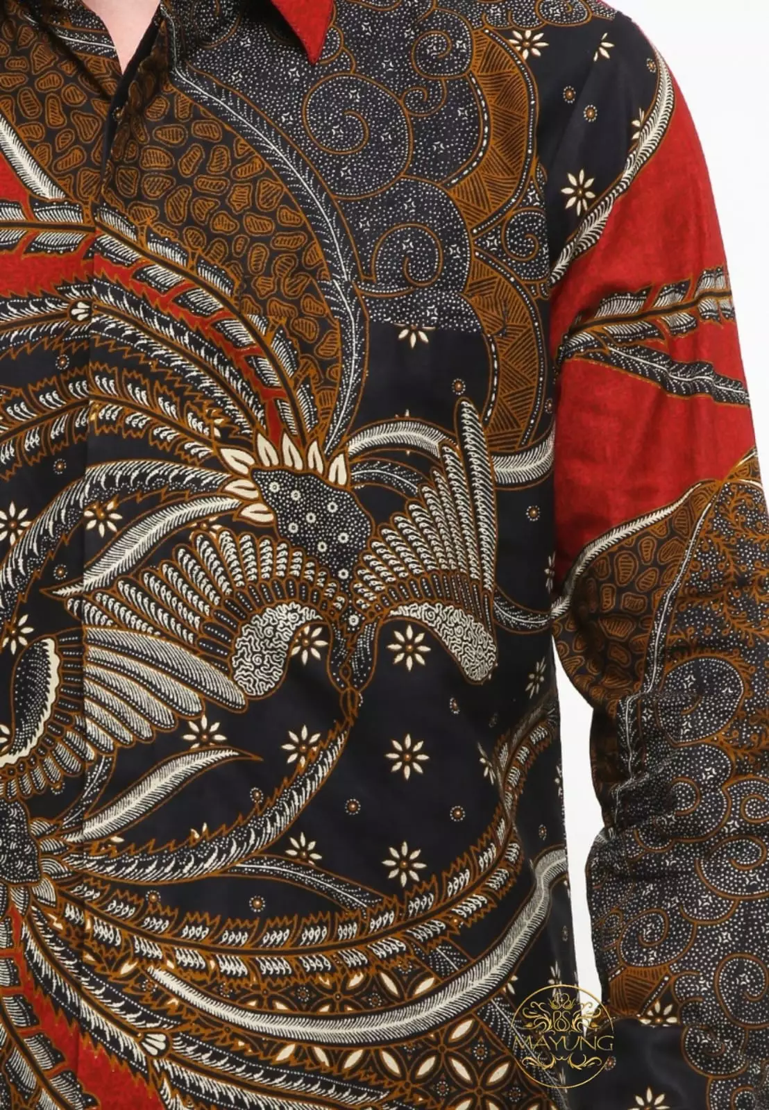 Dwi Cendrawasih Maron Kemeja Batik Pria Premium Slimfit Modern Lengan Panjang