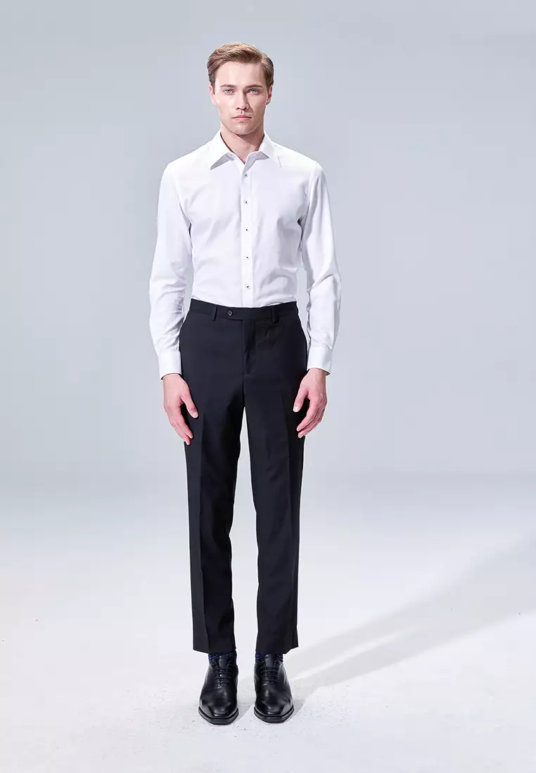 White Texture Slim Fit Shirt