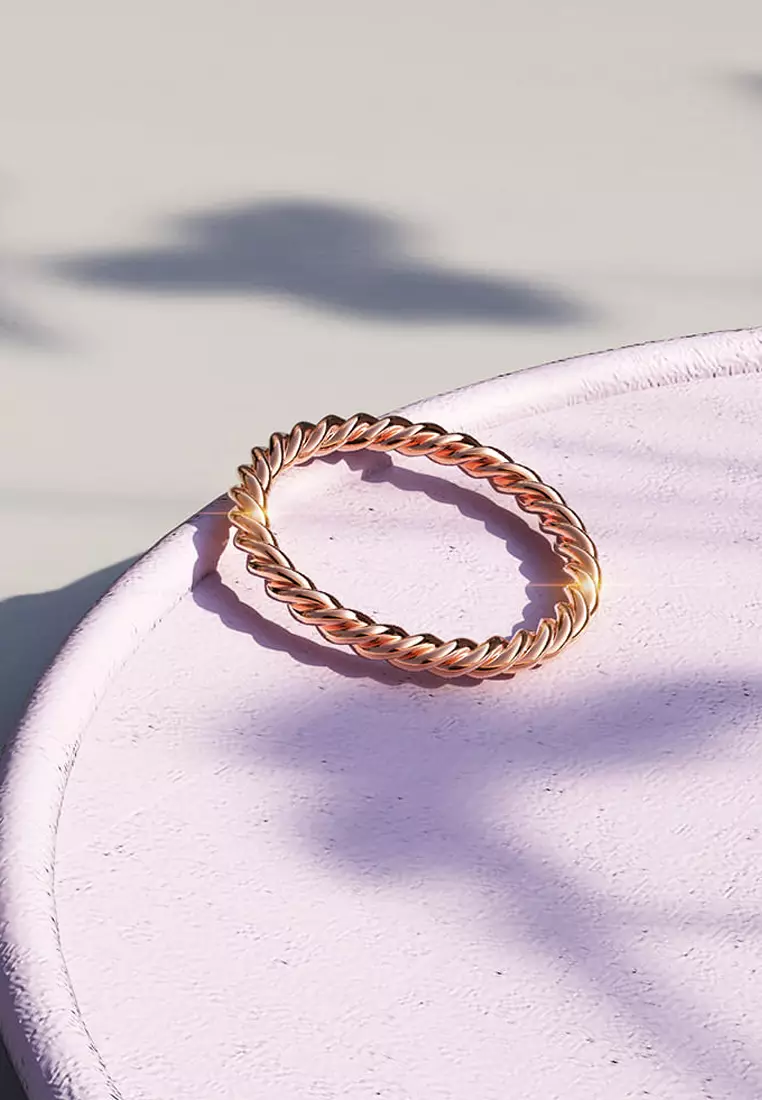 Twisted Jules Slim Silhouette Ring in Rose Gold