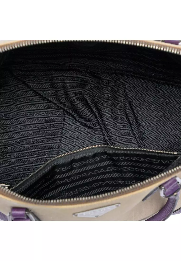 Pre-Loved Prada Cinghiale Trimmed Canapa Dome Handbag