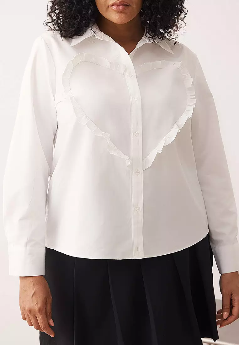 Plus Size Long Sleeve Heart Shirt