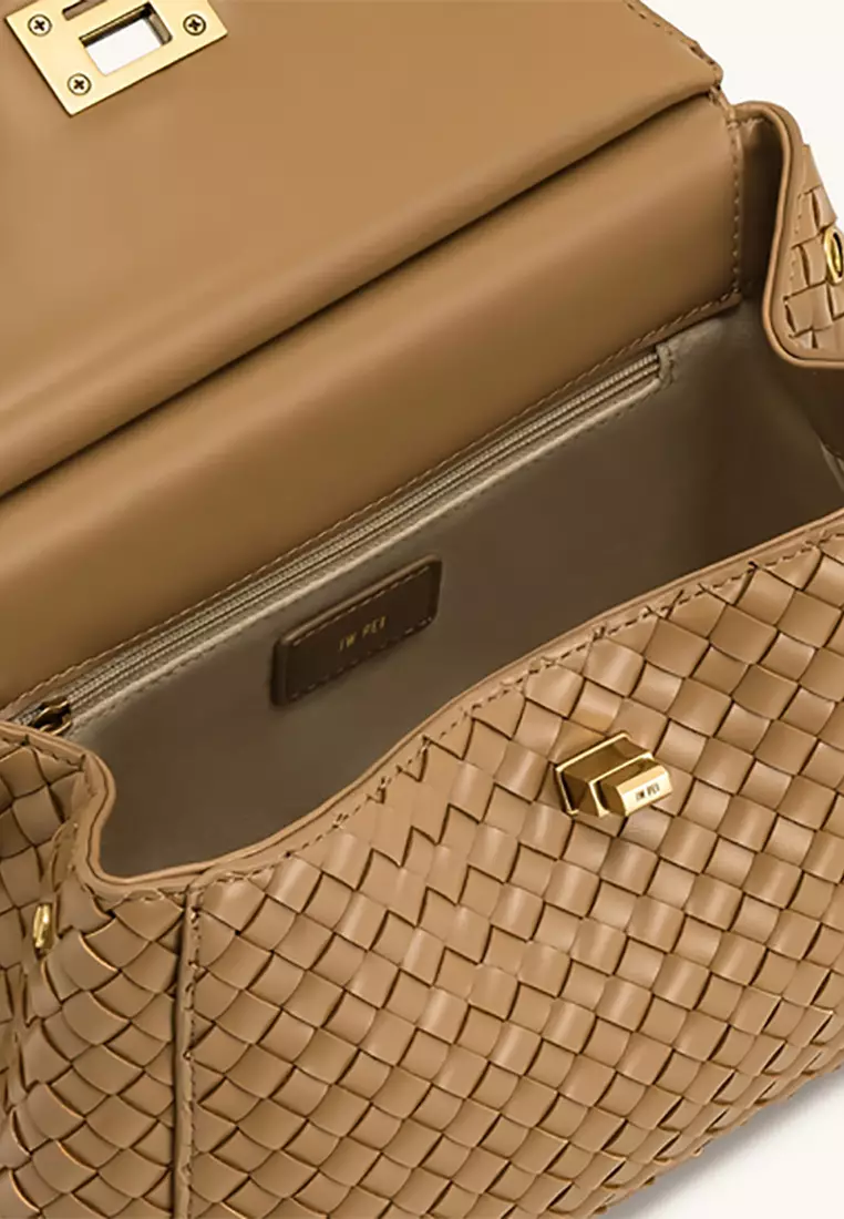 Lucia Classic Top Handle Woven Bag - Brown