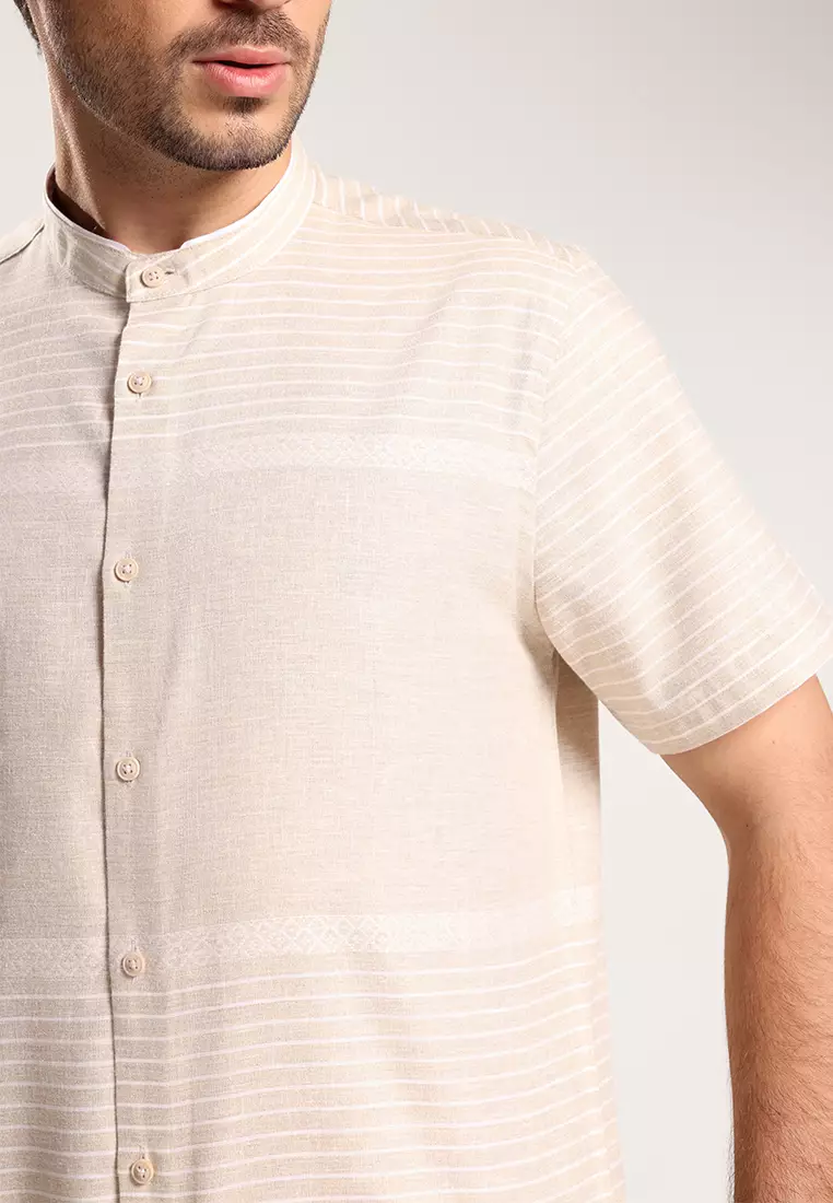 MOC Kemeja Koko Lengan Pendek Pria Brunoz - Khaki