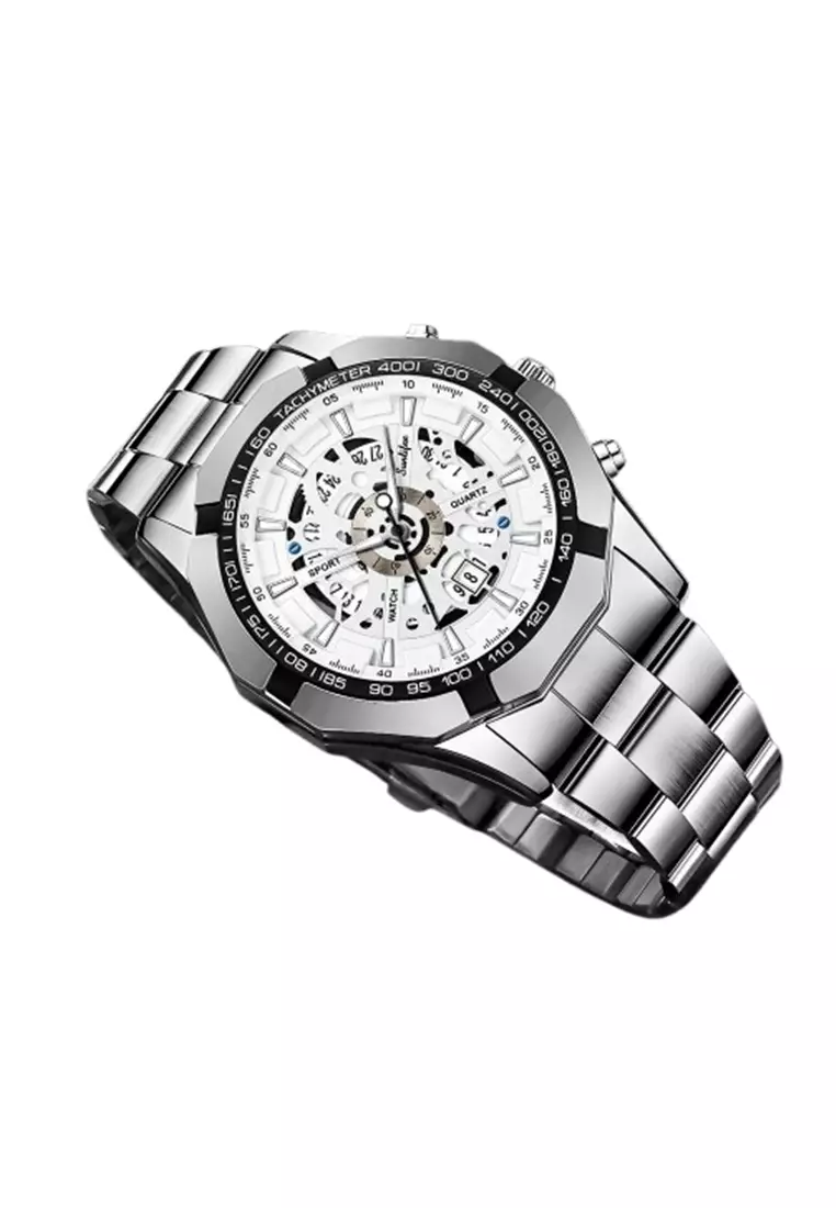 Jam Tangan Analog Pria Watch Quartz Waterproof Stainless Steel B-45 ORIGINAL