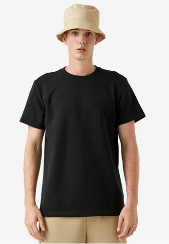 KOTON black Plain T-Shirt 6E453AAA688D4DGS_1