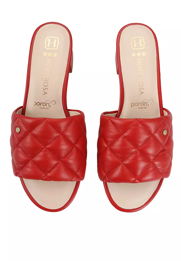 HOPE ROSA Hope Rosa Venus Red Quilted Leather Slide Sandals 2024