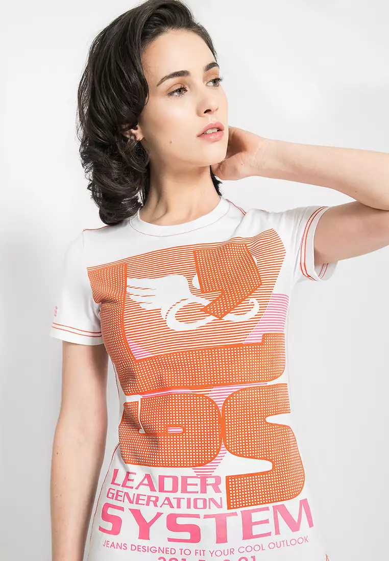 LGS - Kaos Casual Wanita - Lengan Pendek - Gambar Sablon - Putih - LLTS.555.T736M.019.7C