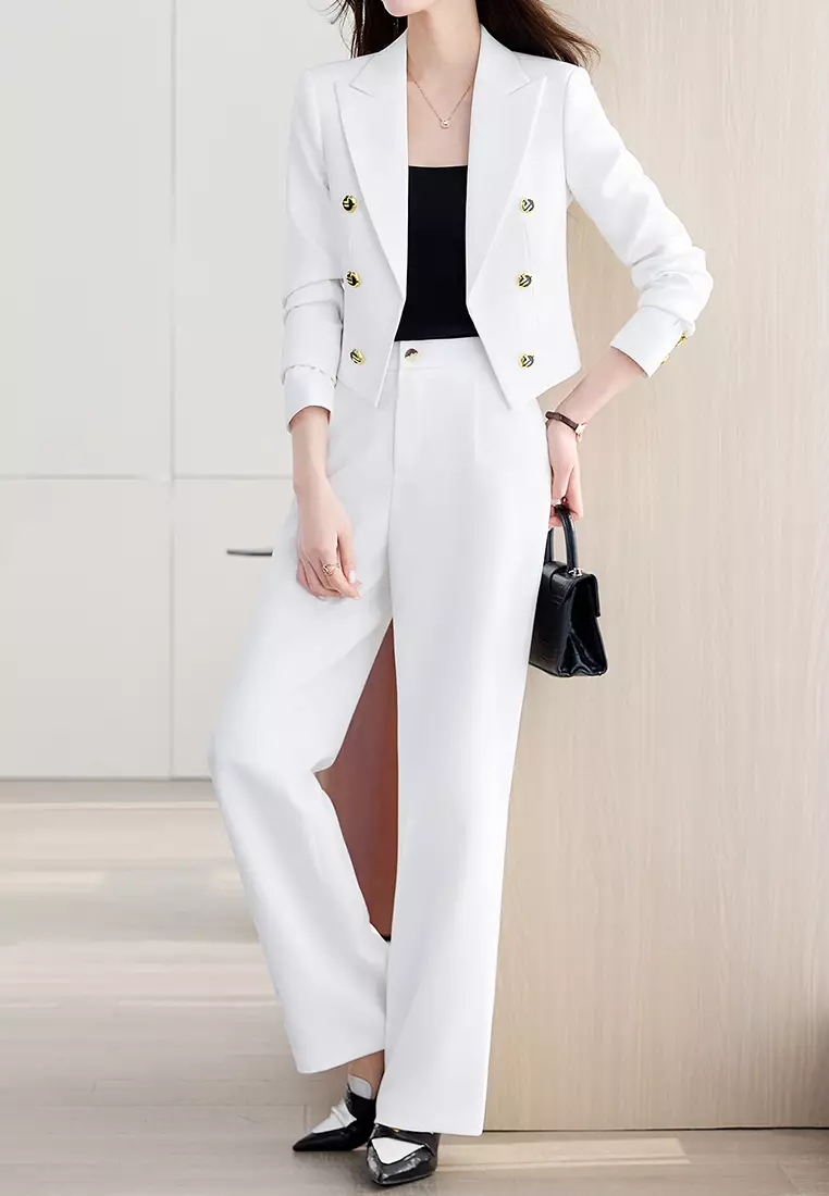Cropped Double Breasted Blazer YGH-EY6605set