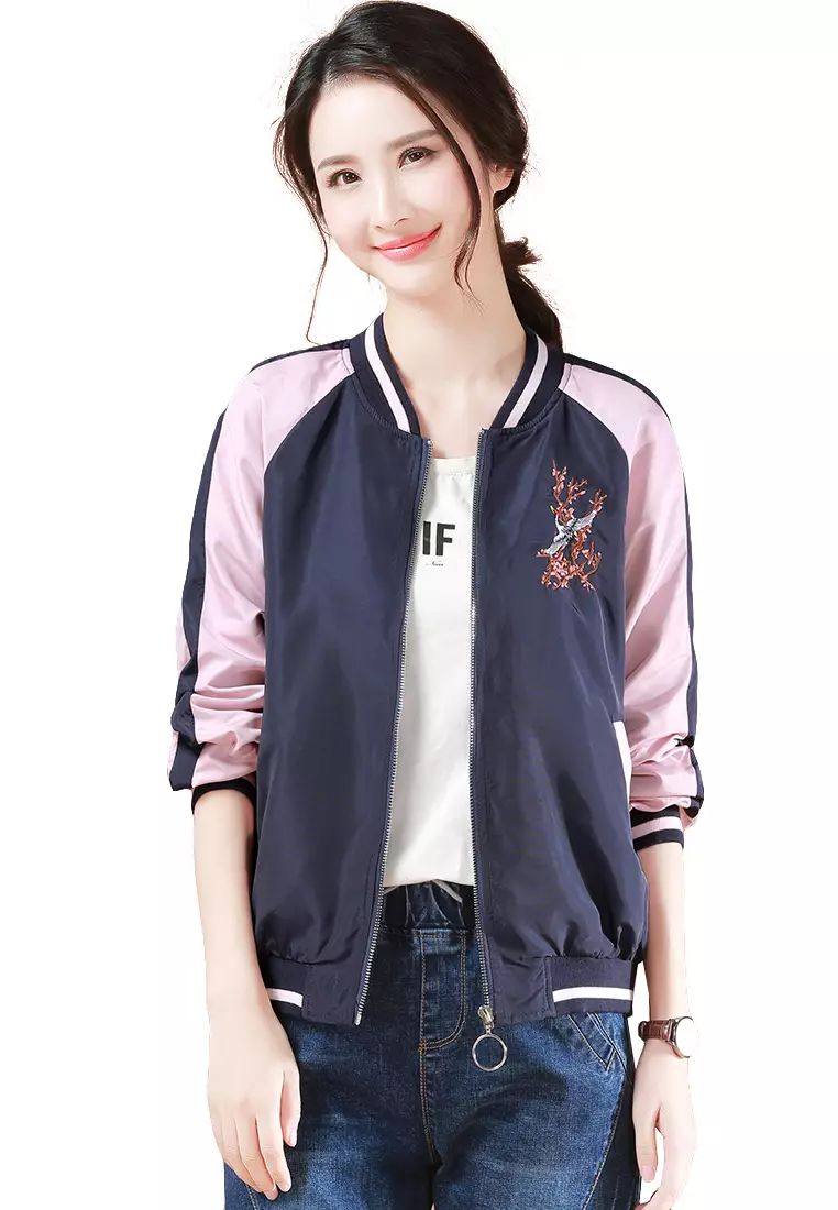 Girls navy bomber jacket sales