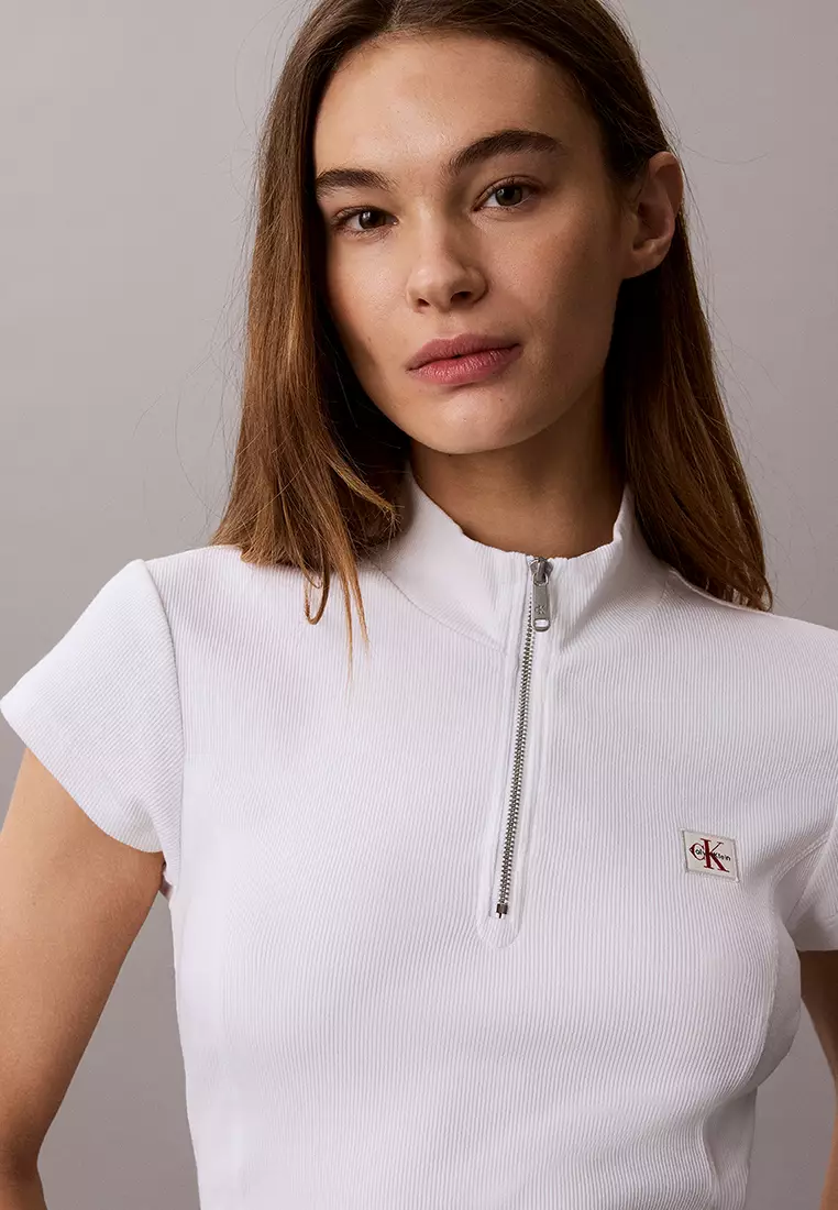 Monologo Patch Rib Zip Top - Calvin Klein Jeans