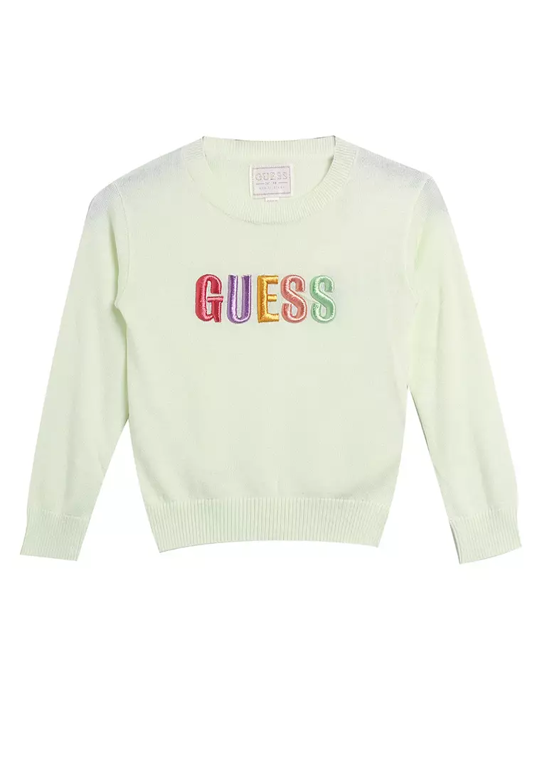 GUESS Long Sleeve Striped Lace Top, $69, GUESS