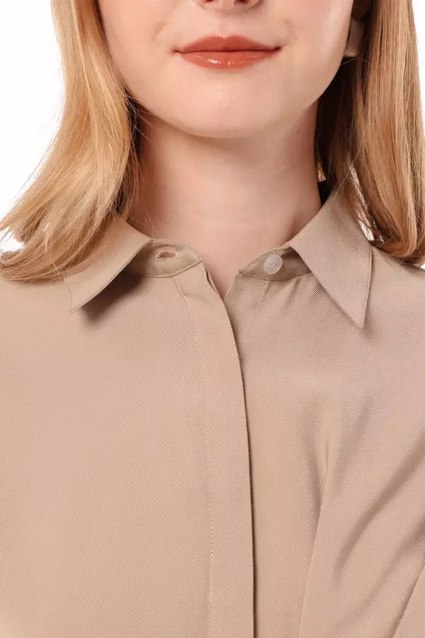 MINIMAL - Emika - Kemeja Lipit with belt - Beige