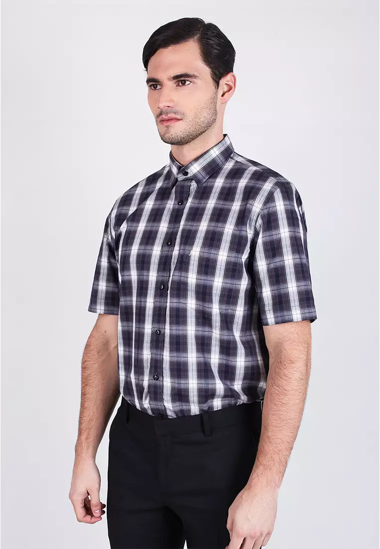 Johnwin - Kemeja Formal - SS - Navy Putih - FSH.650.W241.515.C S/S