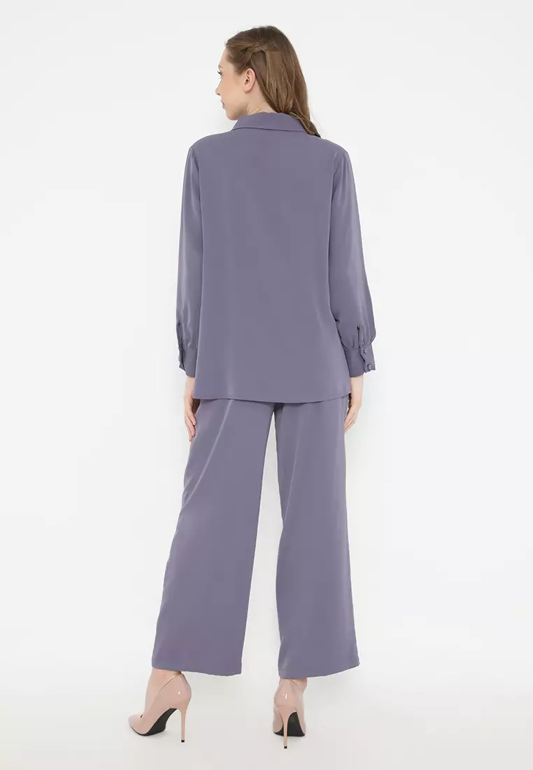 Draffery Blouse Long Sleeve In Deep Purple By Brilliant Girl Warna UNGU