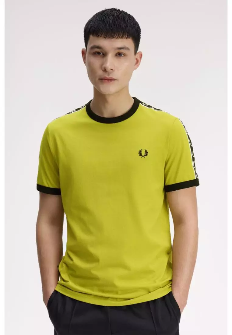 Fred Perry M4613 Contrast Tape Ringer T-Shirt (Tennis Ball Yellow / Black)