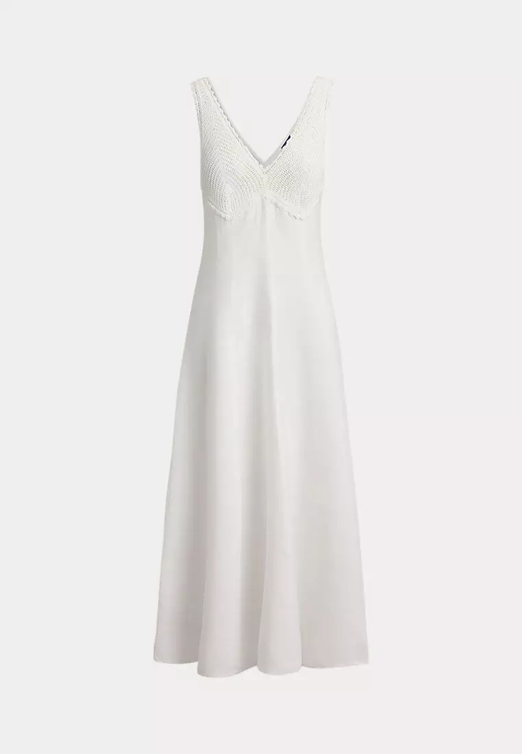 Crochet-Trim Linen Dress