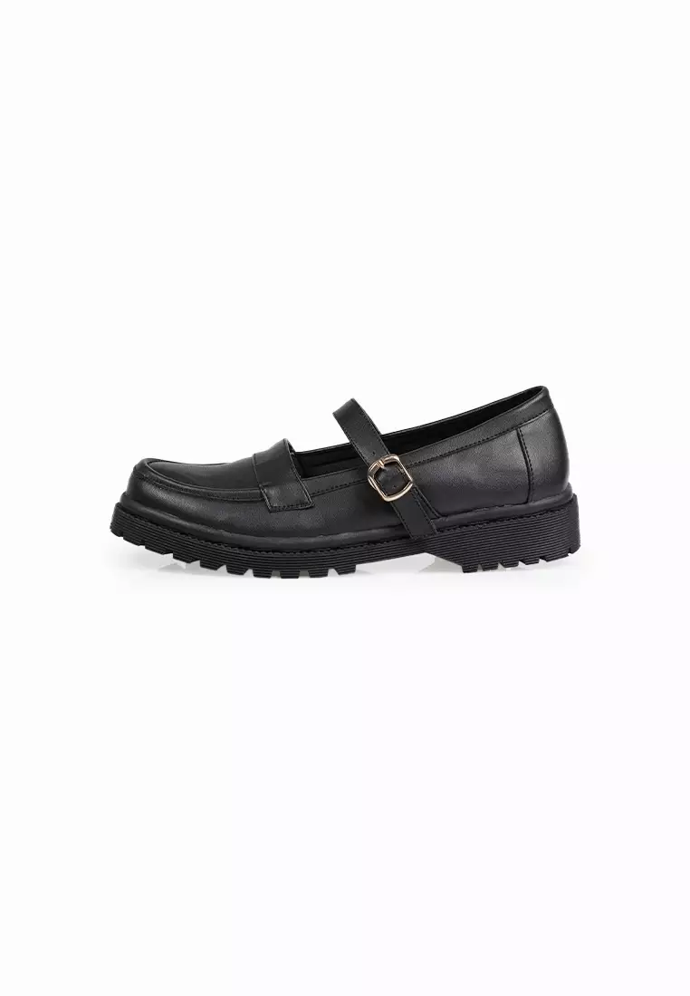 SEIS Clover Sepatu Docmart Wanita / Loafers Wanita - BLACK