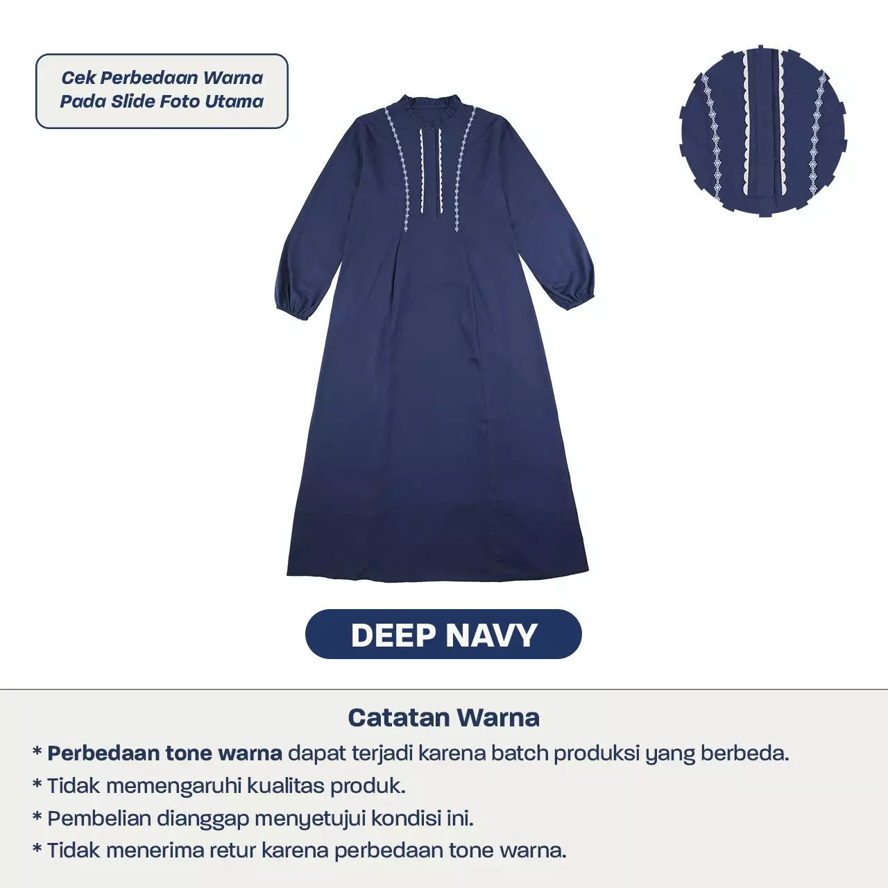 Mooi Dress Dewasa Raya Collection Siara Gamis Adult Basic Series 2026 - Deep Navy
