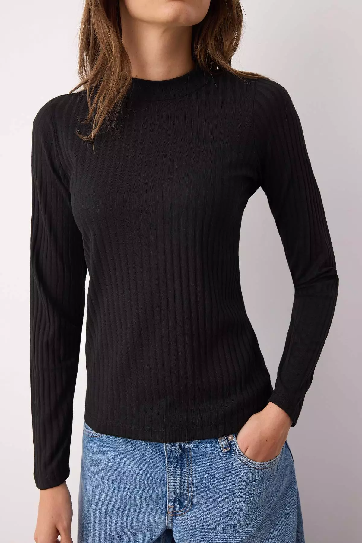 Ribbed High Neck Bodysuit