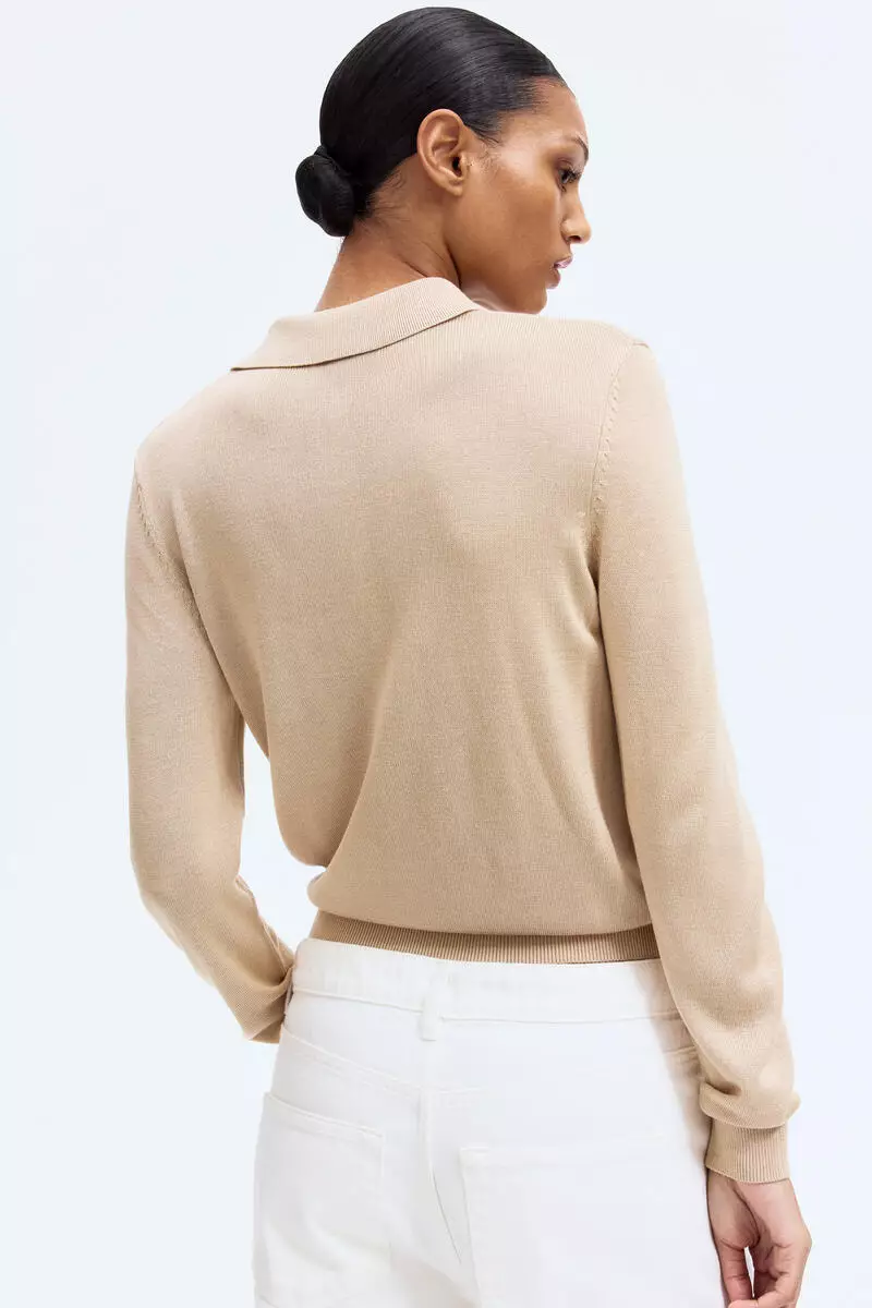 Fine-knit polo shirt