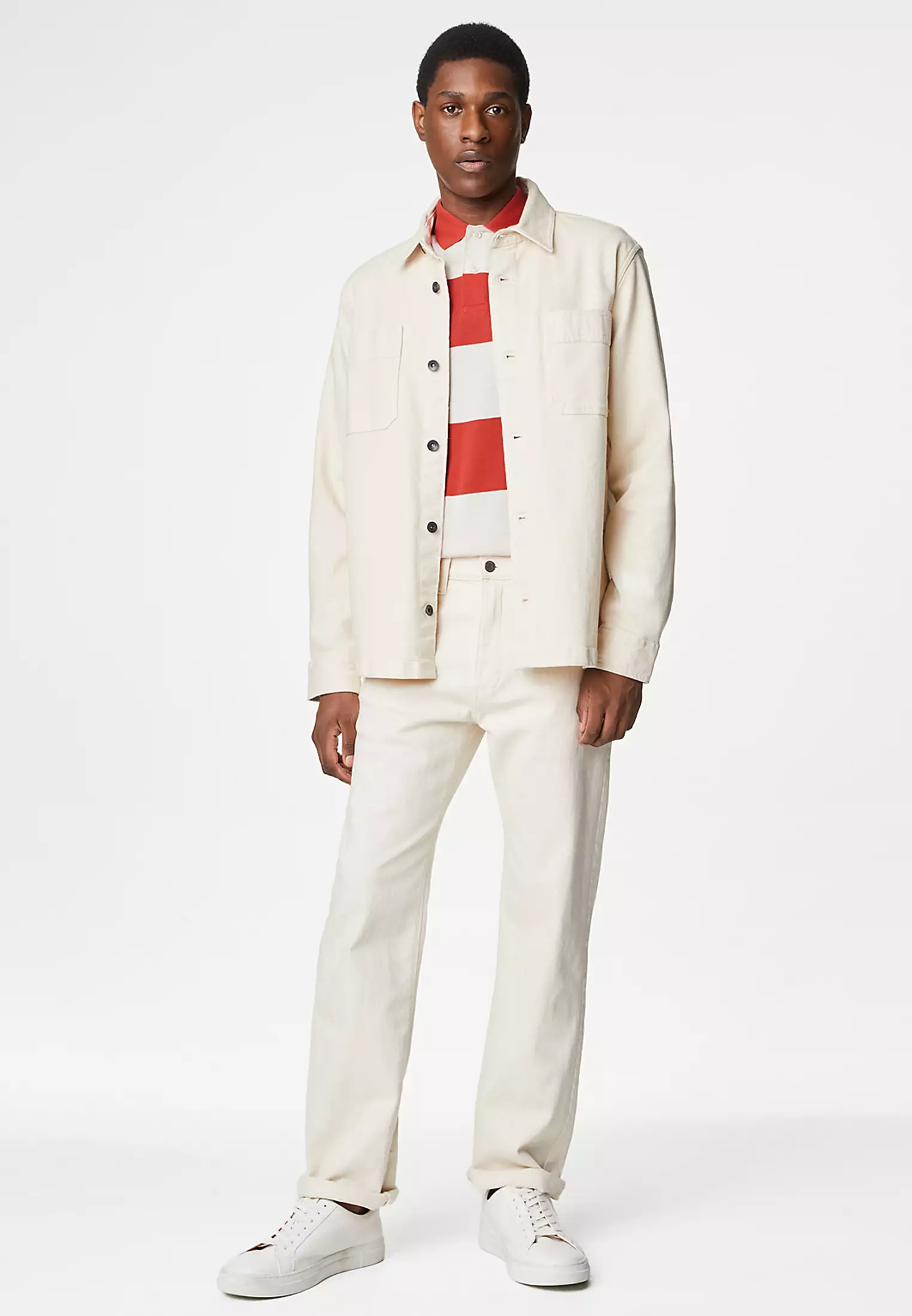 Pure Cotton Striped Pique Polo Shirt