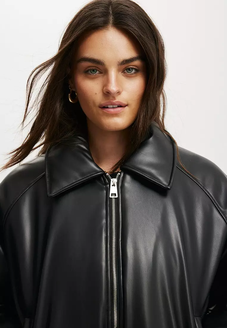 Faux Leather Puff Jacket