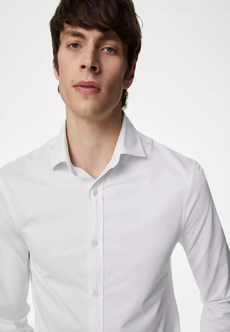 M&S COLLECTION Slim Fit Easy Iron Jersey Shirt