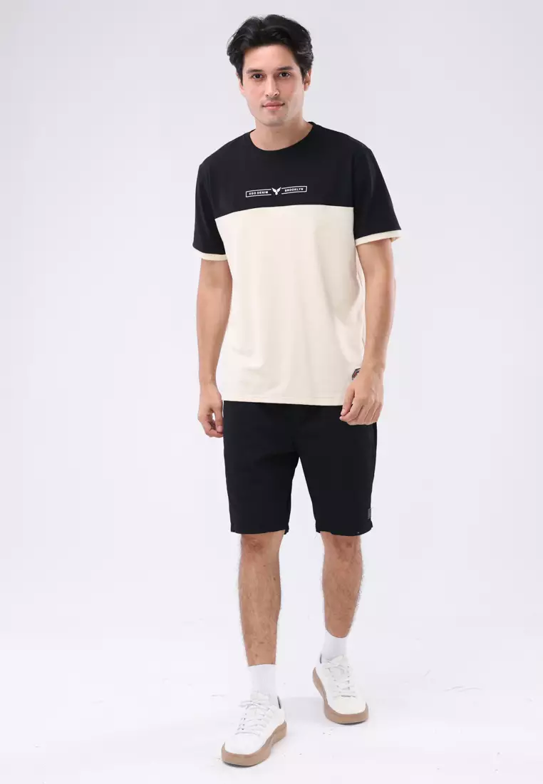 Round Neck Streaky Short Sleeves