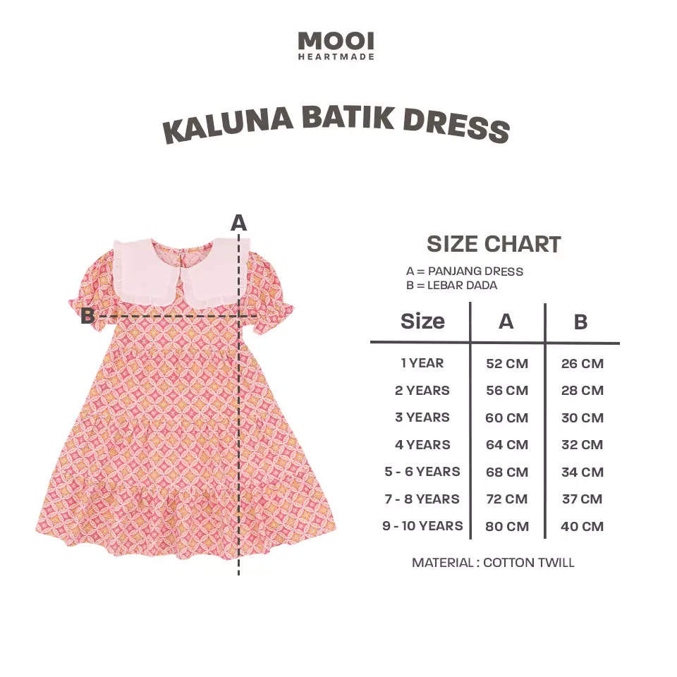 Mooi Dress Anak Perempuan Kaluna Batik Dress - Dark Maroon
