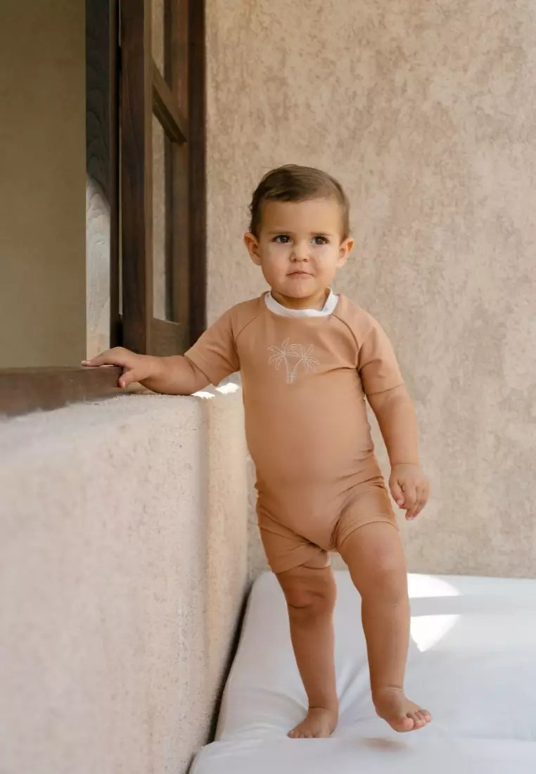 Noël Au Soleil Baby Unisex Short Sleeved Bébé Rompers Diving - Warm Cocoa