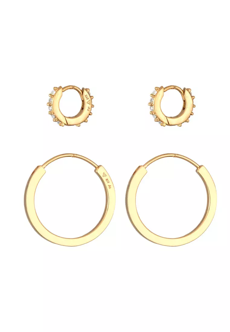 Anting Perhiasan Perak 925 Wanita Set with Gold Plated Embellished with Crystal by Swarovski®
