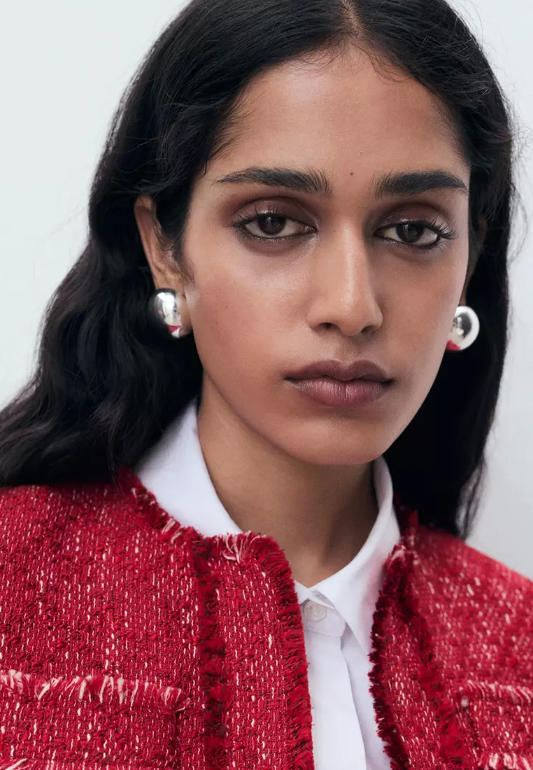 Tweed Jacket with Frayed Ends