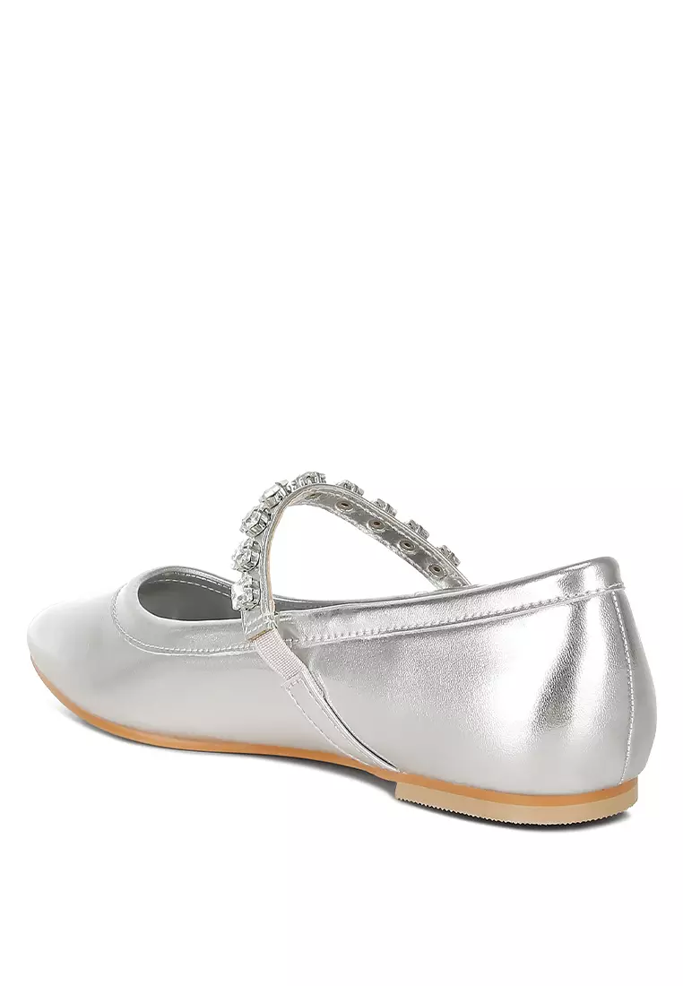 Metallic Mary Jane Ballerinas in Silver